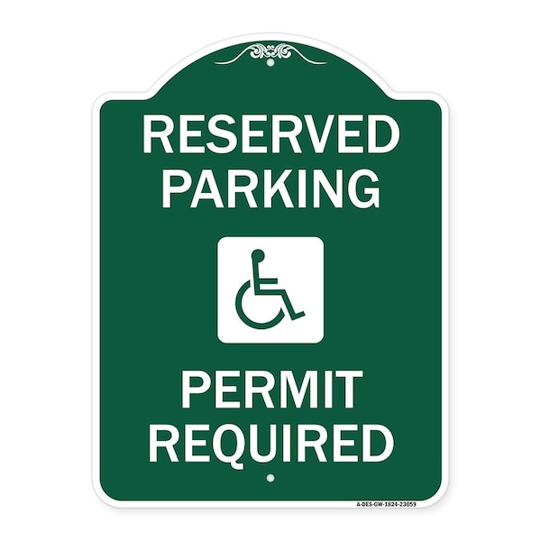 Signmission Reserved Parking Permit Required W/ Graphic, Green & White Aluminum Sign, 18" x 24", GW-1824-23059 A-DES-GW-1824-23059 - main